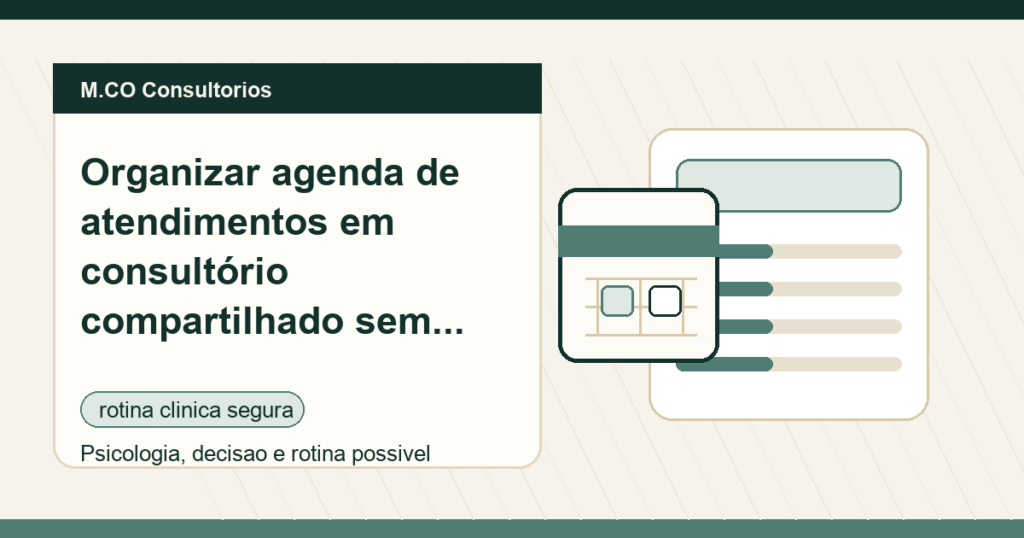M.CO Consultorios - Organizar agenda de atendimentos em consultório compartilhado sem sobrecarga emocional