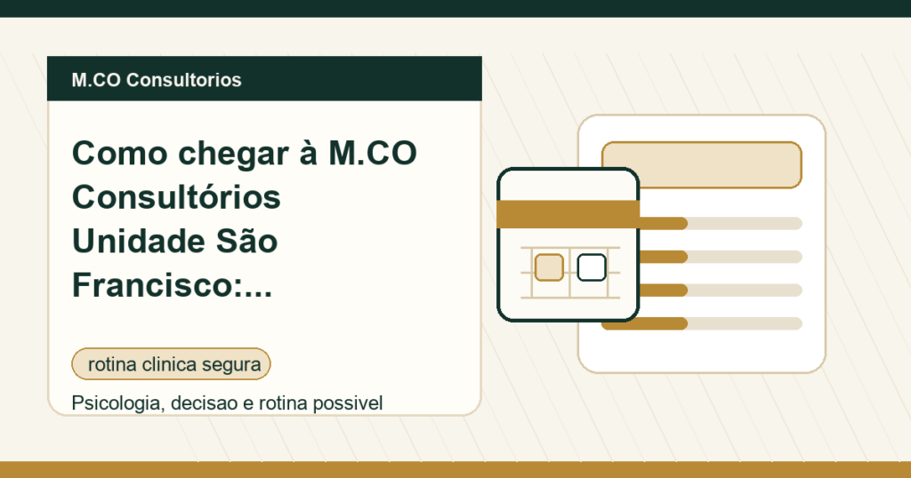 M.CO Consultorios - Como chegar à M.CO Consultórios Unidade São Francisco: localização, acesso e preparação para o atendimento
