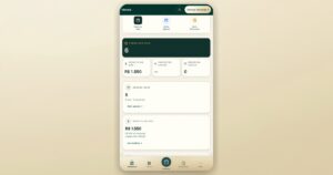 Tela do App M.CO Pro com agenda, consultas do dia e receita do mês (dados fictícios)