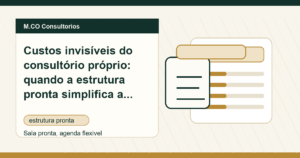 M.CO Consultorios - Custos invisíveis do consultório próprio: quando a estrutura pronta simplifica a operação
