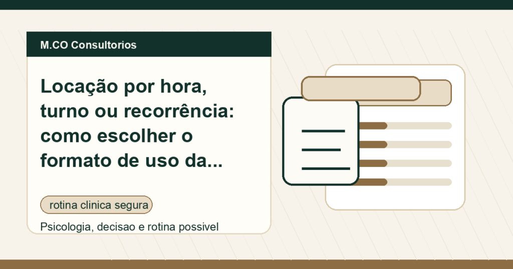 M.CO Consultorios - Locação por hora, turno ou recorrência: como escolher o formato de uso da sala